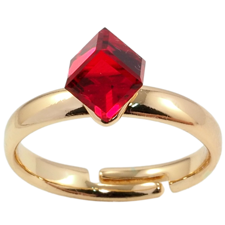 Каблучка Xuping колір 18K з кр-ми Swarovski Кристальний куб Siam, 6х6мм фото №17