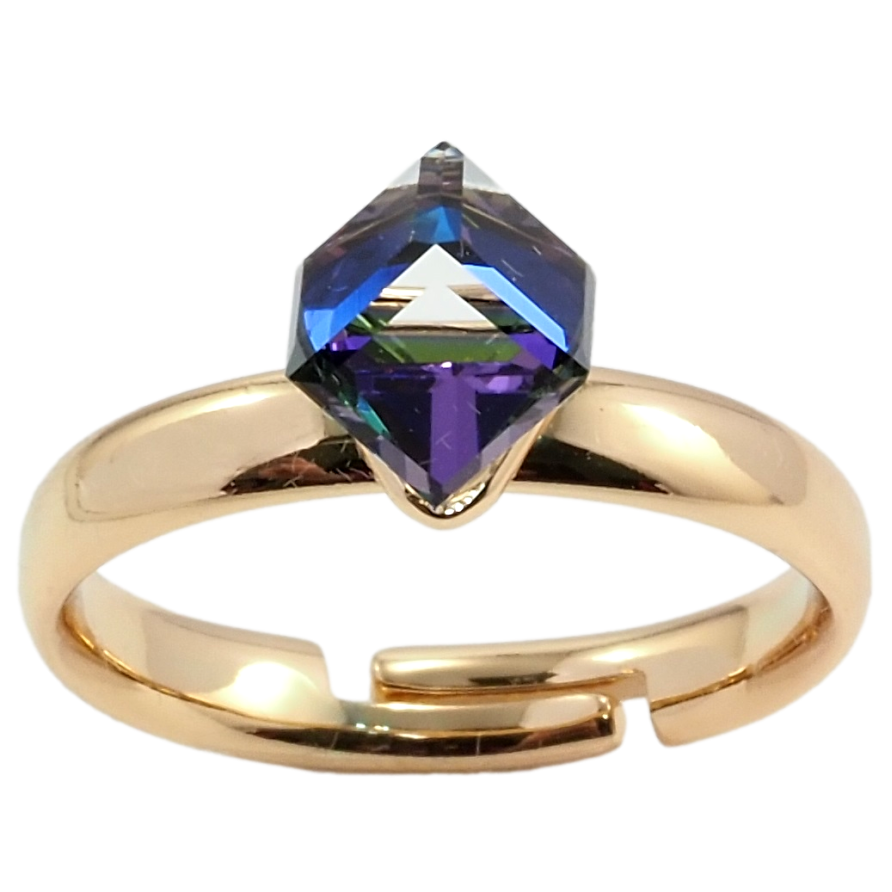 Каблучка Xuping колір 18K з кр-ми Swarovski Кристальний куб Majestic Blue, 6х6мм фото №1