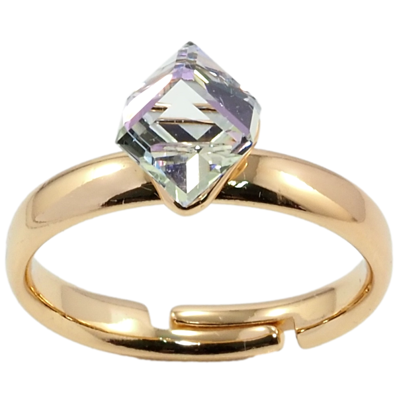 Кольцо Xuping цвет 18K с кр-ми Swarovski Кристальный куб Lavender, 6х6мм фото №23