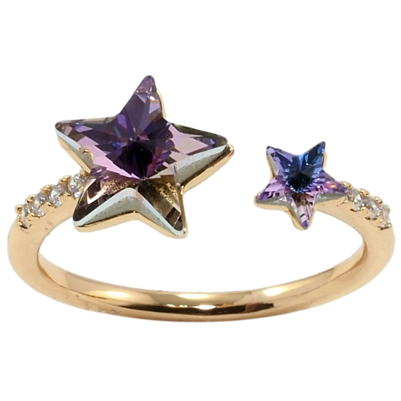 Каблучка Xuping колір 18K з кр-ми Swarovski Дві кристальні зірки Paradise Shine фото №1