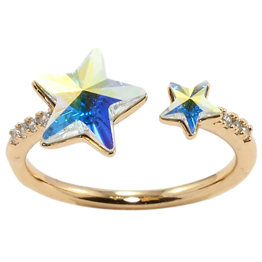 Каблучка Xuping колір 18K з кр-ми Swarovski Дві кристальні зірки АВ фото №1