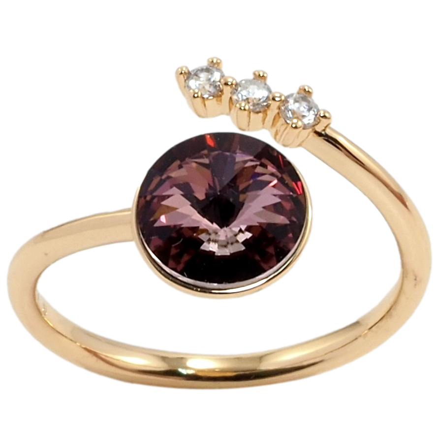 Каблучка Xuping колір 18K з кр-ми Swarovski Кристал Burgundy фото №1