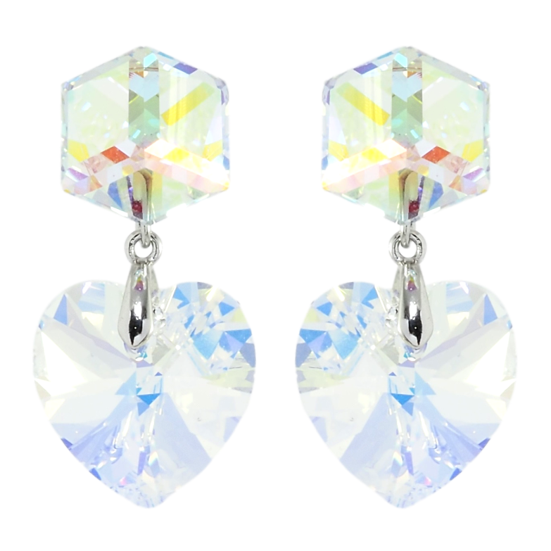 Сережки Xuping колір Родій з кристалами Swarovski пусети Кристали Shimmer фото №1