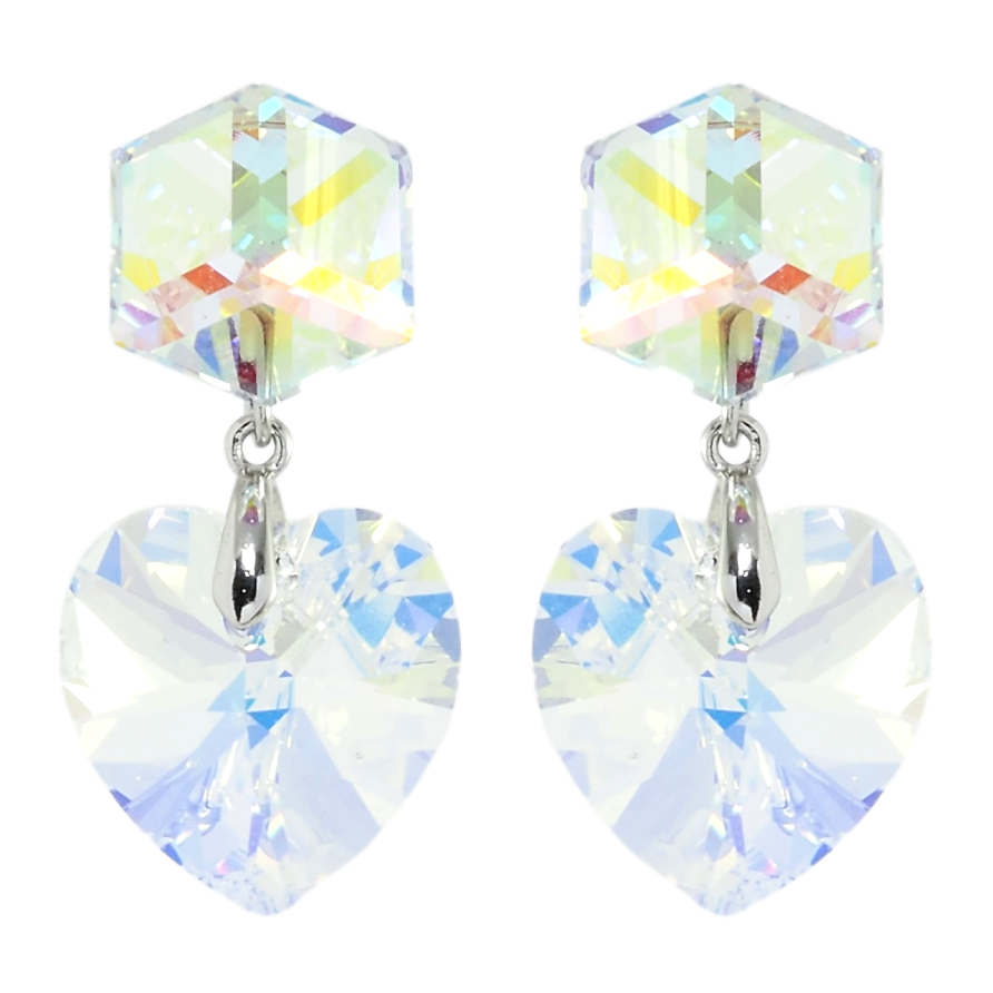 Сережки Xuping колір Родій з кристалами Swarovski пусети Кристали Shimmer фото №1