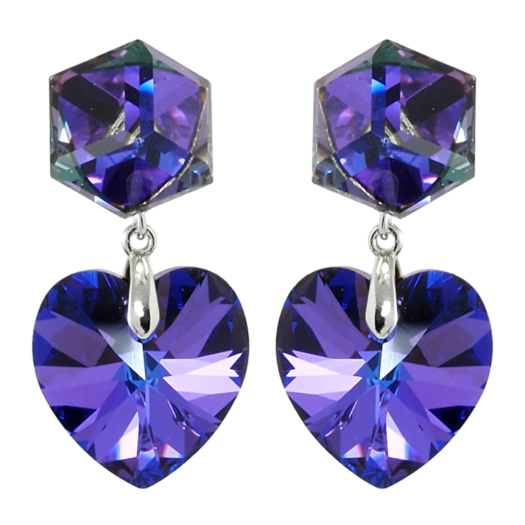 Сережки Xuping колір Родій з кристалами Swarovski пусети Кристали Purple Velvet фото №14