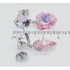 Сережки Xuping колір Родій з кристалами Swarovski пусети Кристали Lavender та Rose Peach Shimmer фото №2