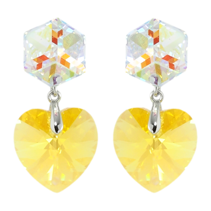 Сережки Xuping колір Родій з кристалами Swarovski пусети Кристали Shimmer та Sunshine DeLite фото №9