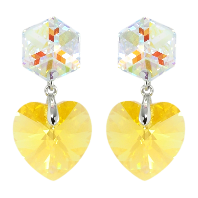 Сережки Xuping колір Родій з кристалами Swarovski пусети Кристали Shimmer та Sunshine DeLite фото №8