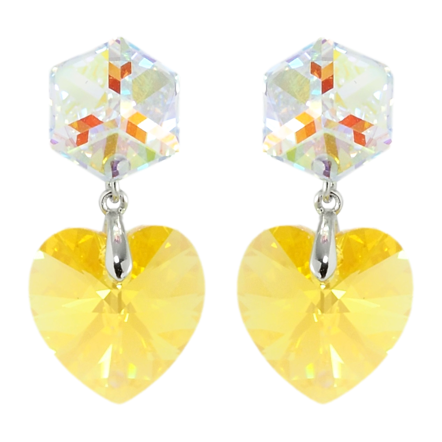 Сережки Xuping колір Родій з кристалами Swarovski пусети Кристали Shimmer та Sunshine DeLite фото №1