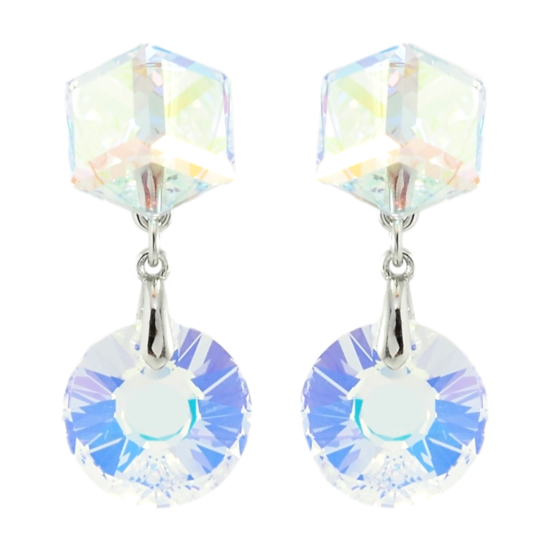 Сережки Xuping колір Родій з кристалами Swarovski пусети Кристали Shimmer фото №8