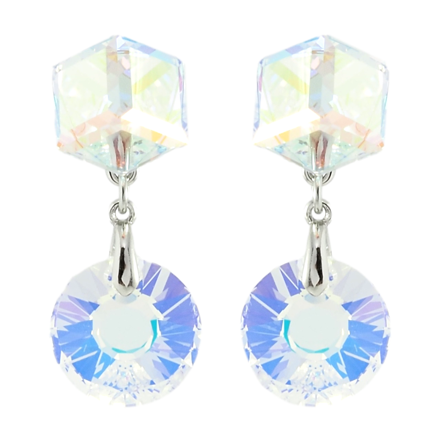 Сережки Xuping колір Родій з кристалами Swarovski пусети Кристали Shimmer фото №1