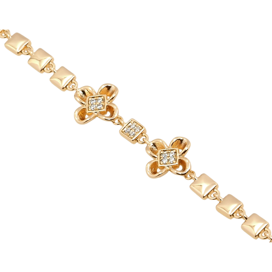 Браслет Xuping Позолота 18K Два цветочка длина с доп.замком 16.5,18.5см х 4мм фото №1