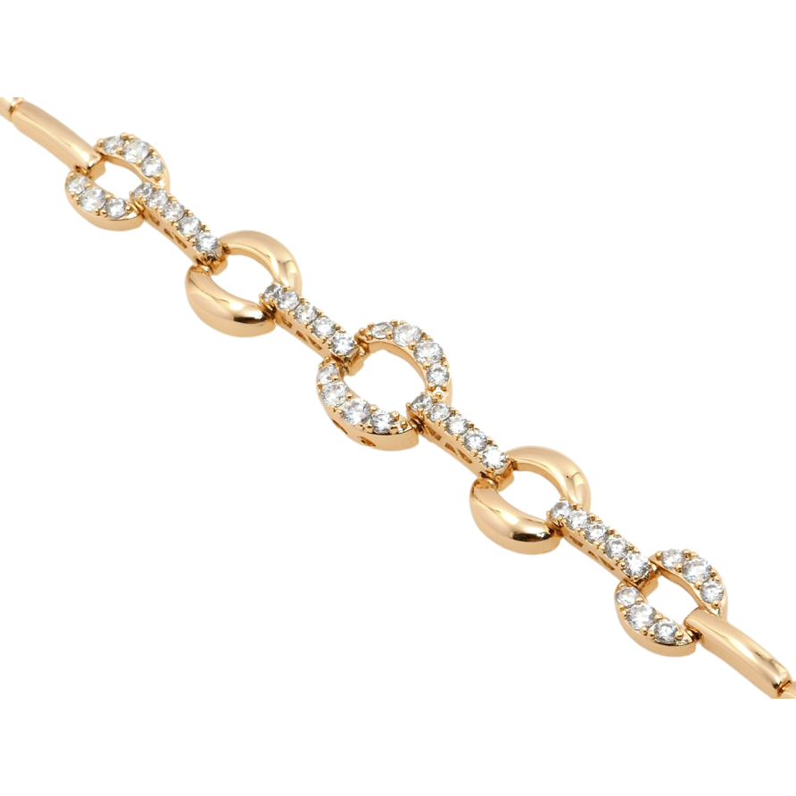 Браслет Xuping Позолота 18K Колечки с цирконием длина с доп.замком 17.5,19.5см х 2-11мм фото №1