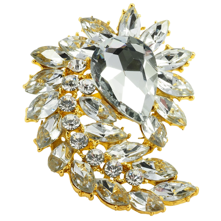 Брошка Гілочка зі стразами та кристалом фото №2