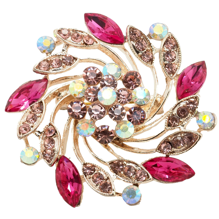 Брошь Декоративный цветок с розовыми стразами фото №23