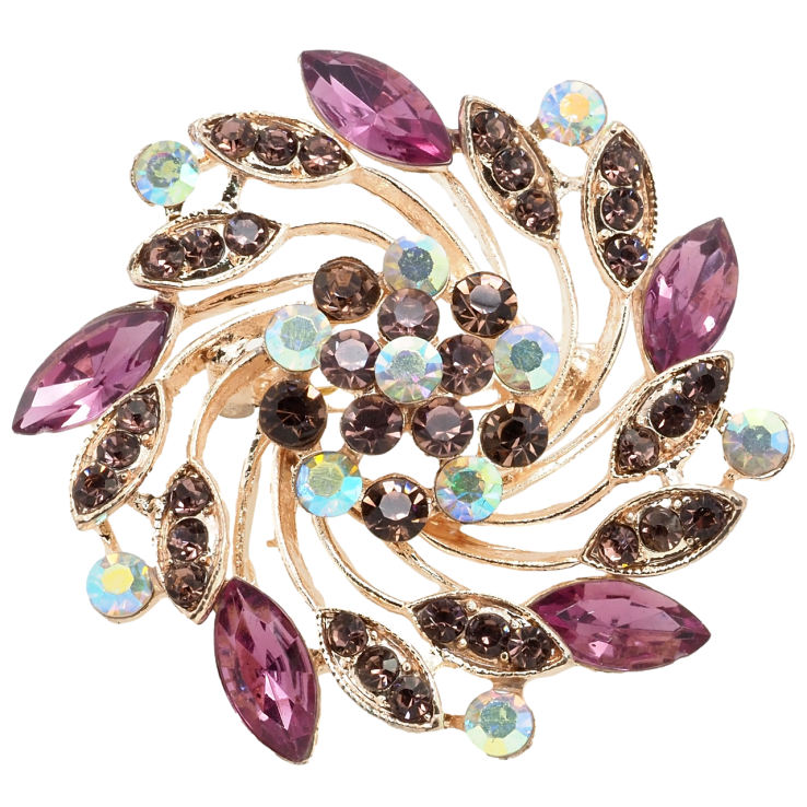 Брошка Декоративна квітка з бордовими стразами фото №20