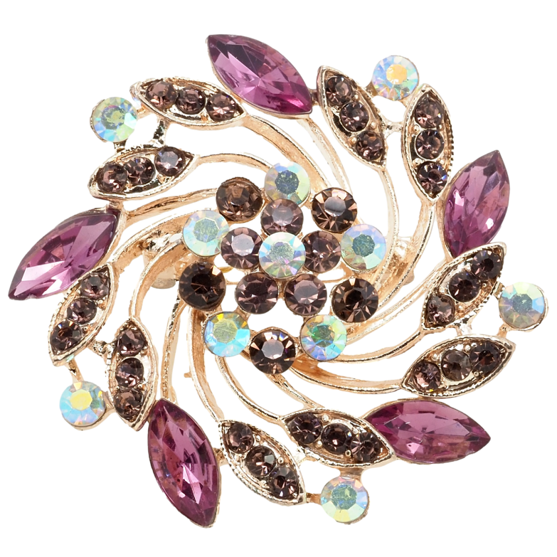 Брошка Декоративна квітка з бордовими стразами фото №1