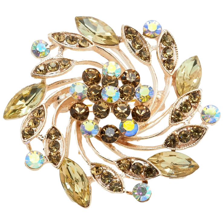 Брошь Декоративный цветок с золотистыми стразами фото №8