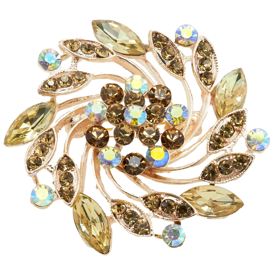Брошь Декоративный цветок с золотистыми стразами фото №1