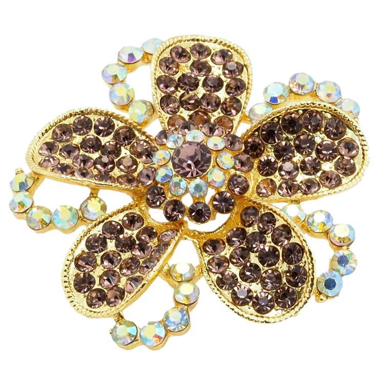 Брошка Квітка з бордовими стразами фото №21