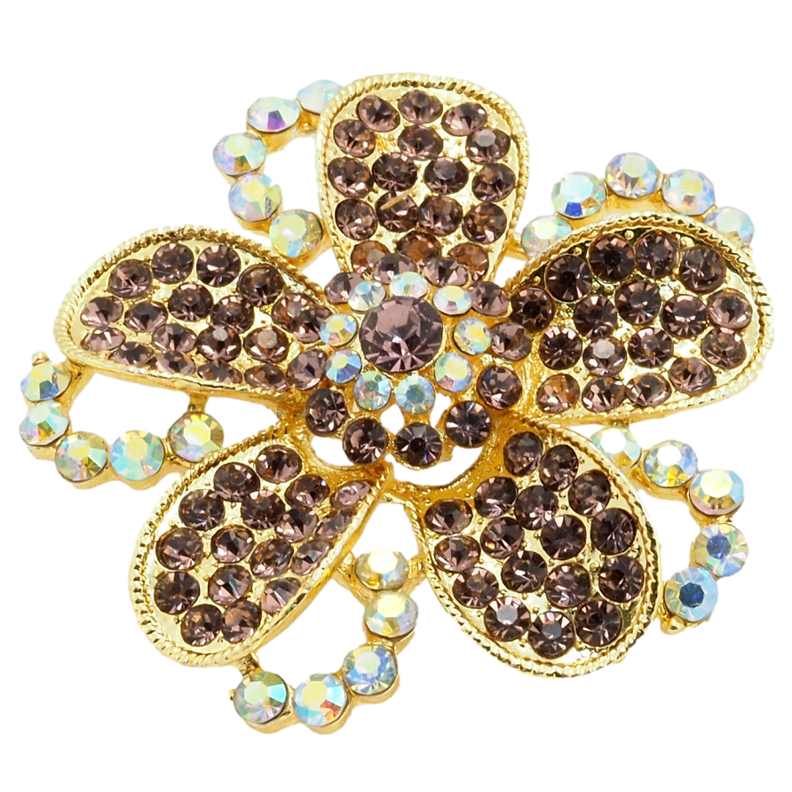 Брошка Квітка з бордовими стразами фото №1