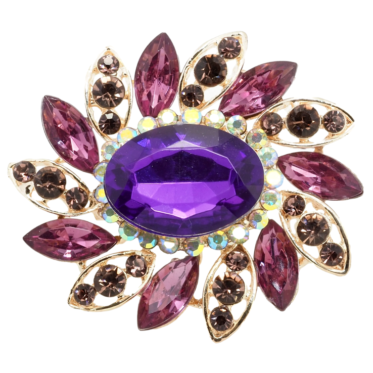 Брошь Цветок с сиреневыми стразами фото №20