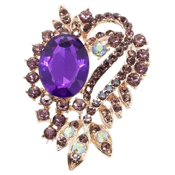 Брошка Композиція з бузковими стразами фото №13