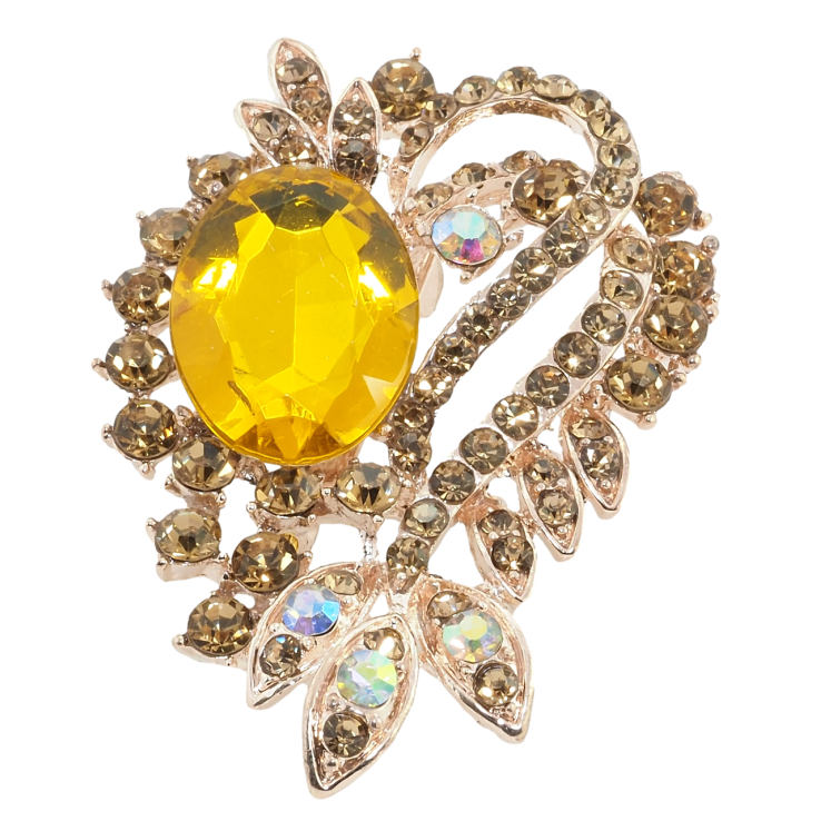 Брошка Композиція із золотистими стразами фото №19