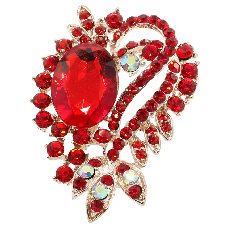 Брошка Композиція з червоними стразами фото №15