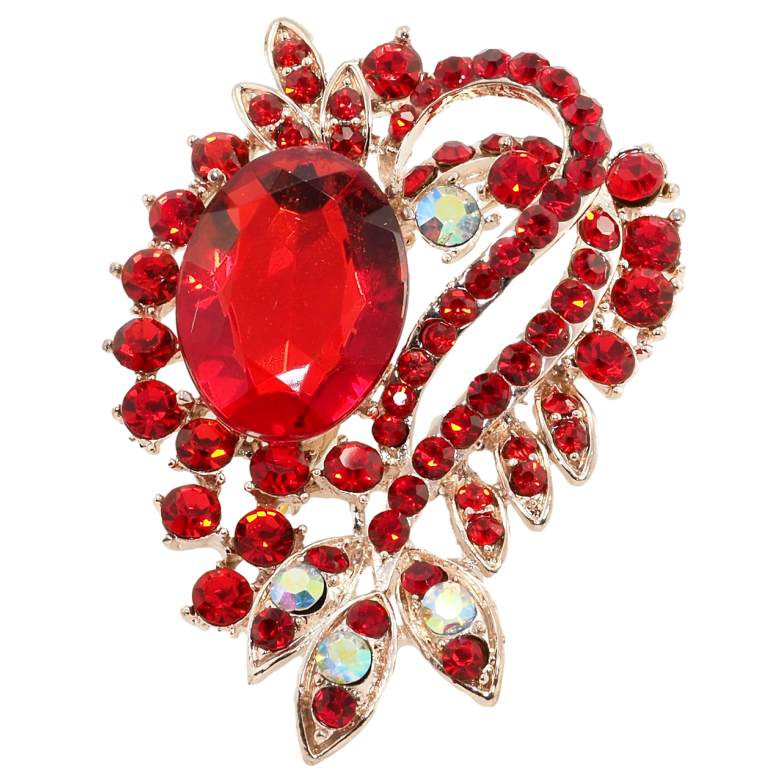 Брошка Композиція з червоними стразами фото №1