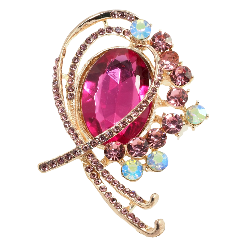 Брошь Орнамент с розовыми стразами фото №4