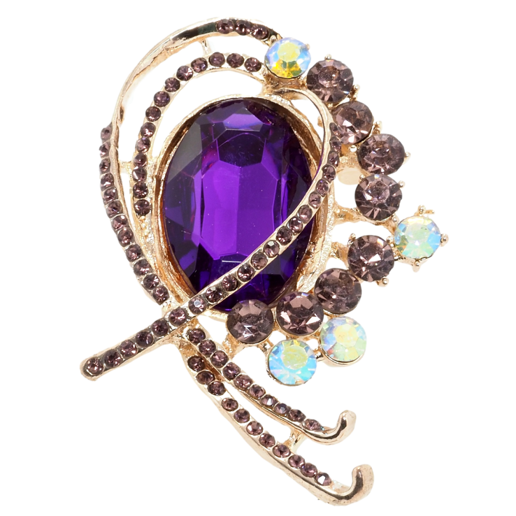 Брошка Орнамент із бузковими стразами фото №9