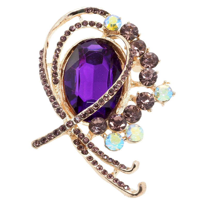 Брошка Орнамент із бузковими стразами фото №6