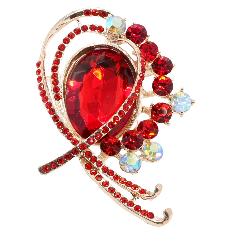 Брошь Орнамент с красными стразами фото №1