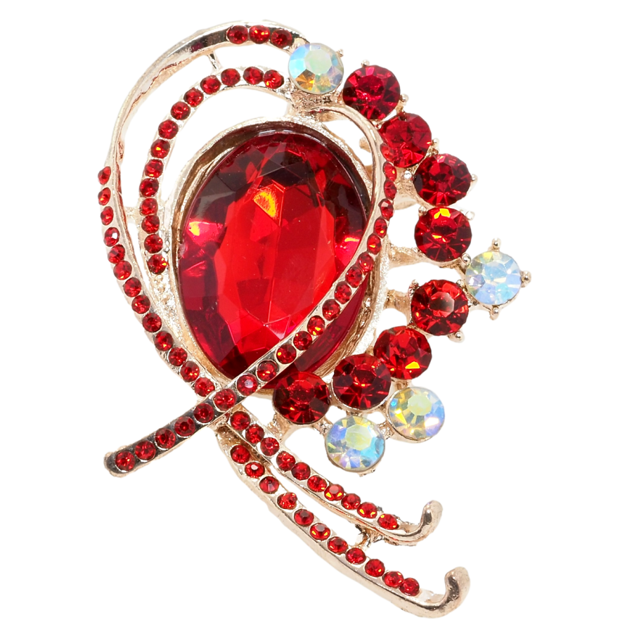 Брошка Орнамент із червоними стразами фото №1