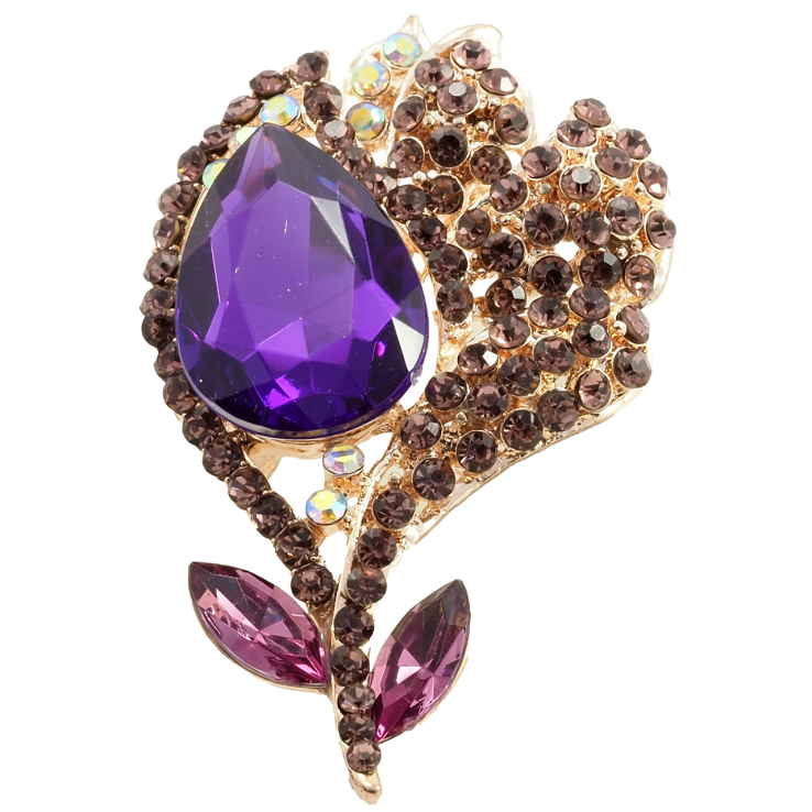 Брошка Квітка з бузковими стразами фото №6