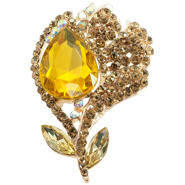 Брошка Квітка із золотистими стразами фото №1