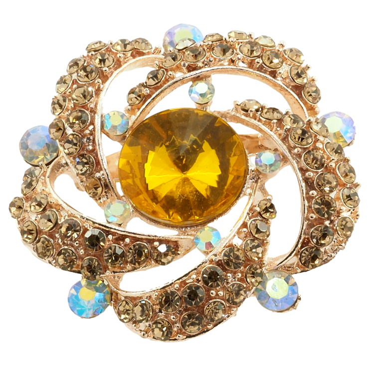 Брошка Квітка із золотистими стразами фото №5