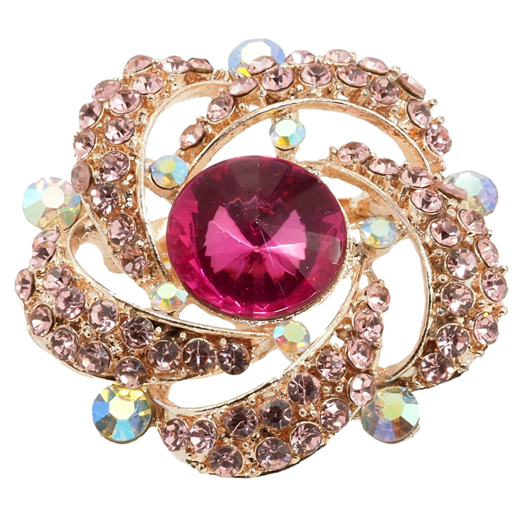 Брошь Цветок с розовыми стразами фото №25