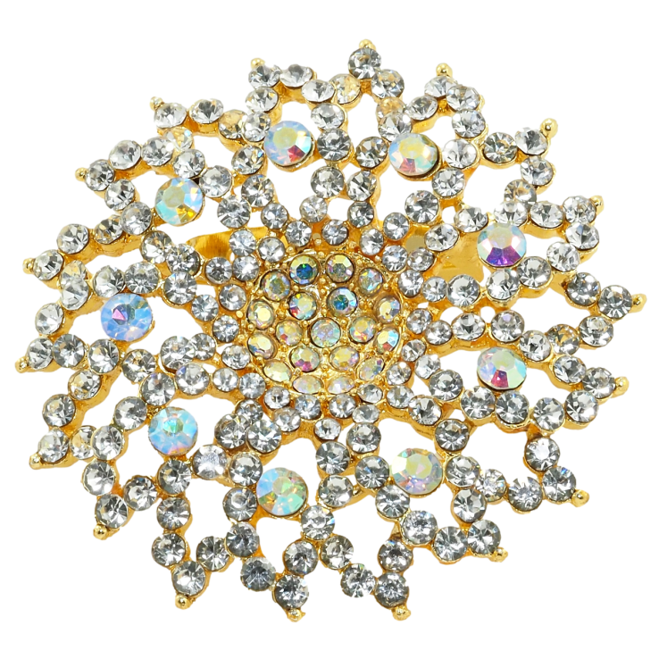 Брошь Цветок с радужными стразами фото №20