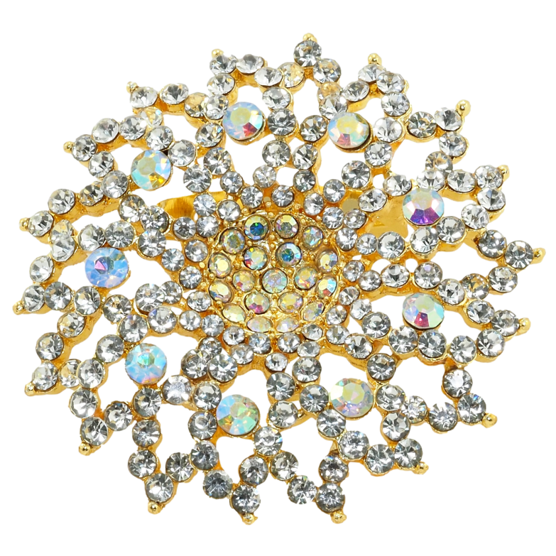 Брошь Цветок с радужными стразами фото №1