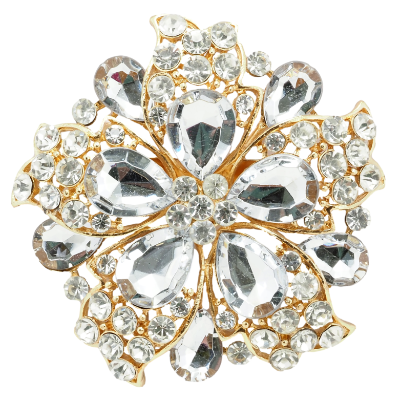 Брошь Цветок со стразами фото №2