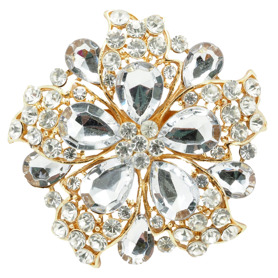 Брошь Цветок со стразами фото №1