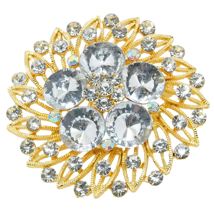 Брошь Декоративный цветок со стразами фото №13