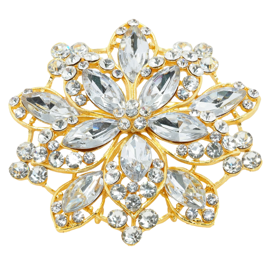 Брошь Декоративный цветок со стразами фото №1