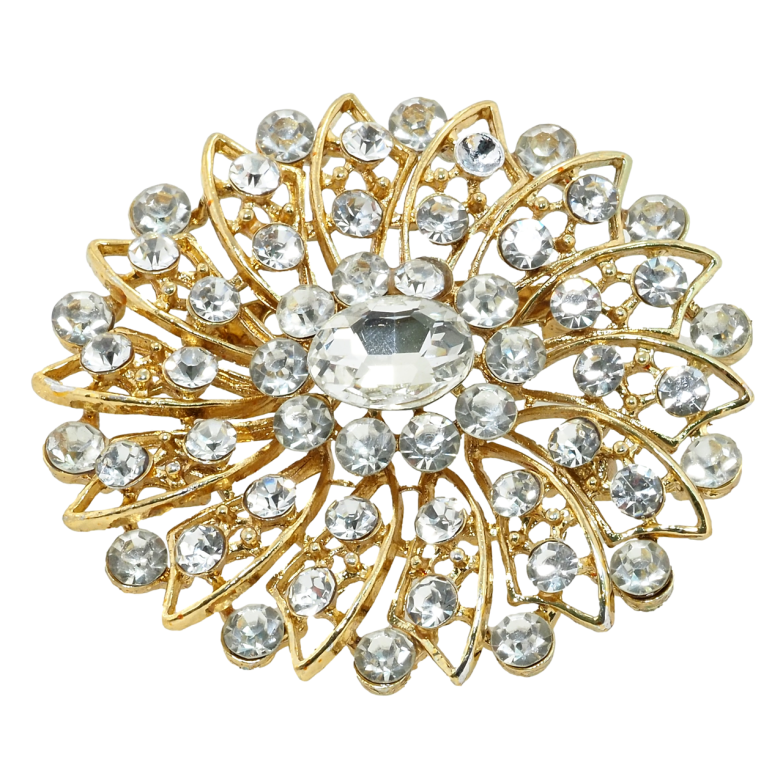 Брошка Декоративна квітка зі стразами фото №1