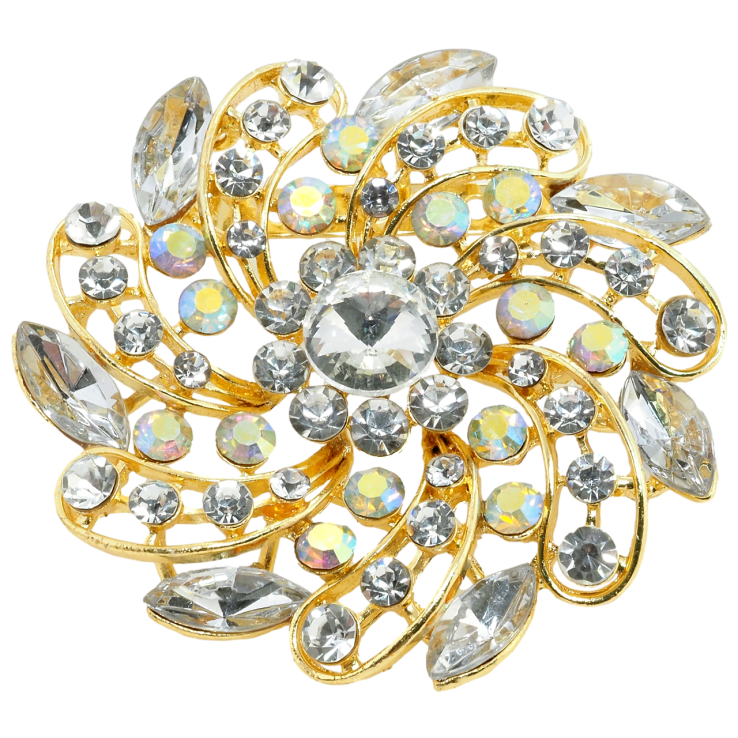 Брошь Цветок со стразами фото №3