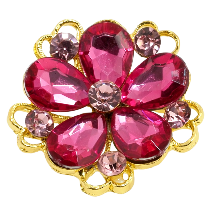 Брошка Квітка з рожевих кристалів фото №24