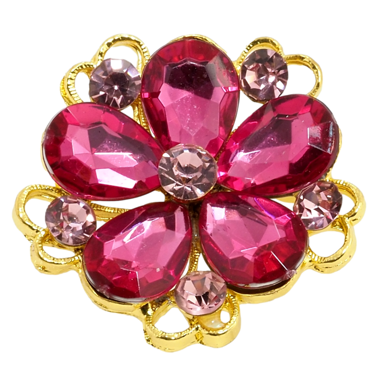 Брошка Квітка з рожевих кристалів фото №1