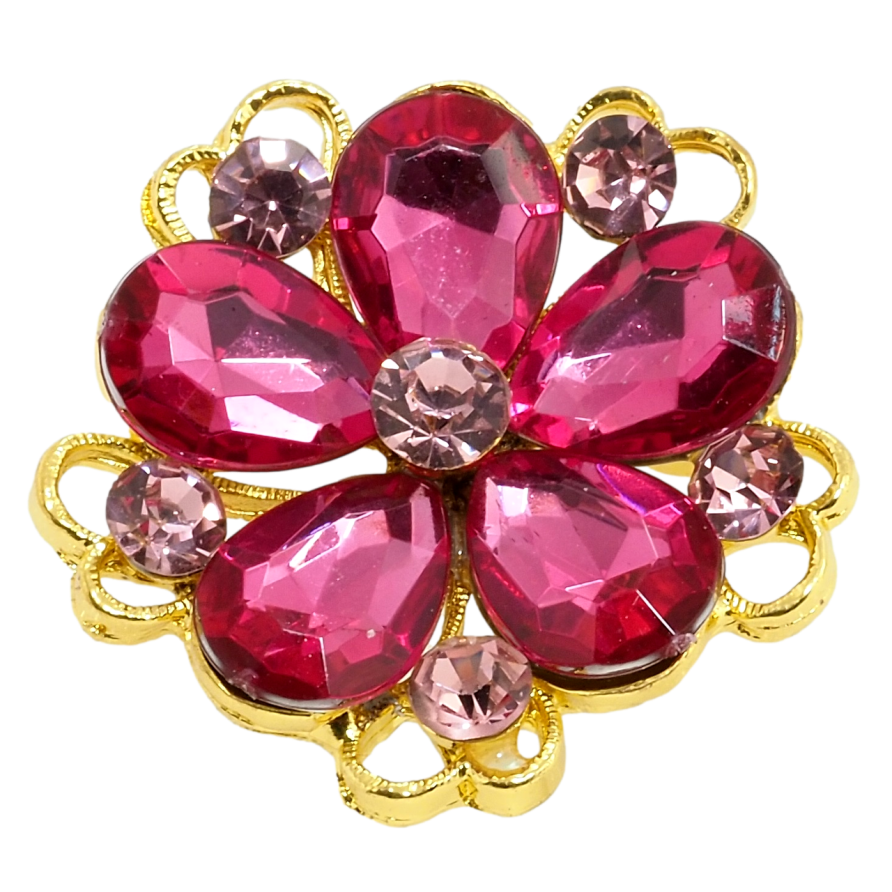 Брошка Квітка з рожевих кристалів фото №1